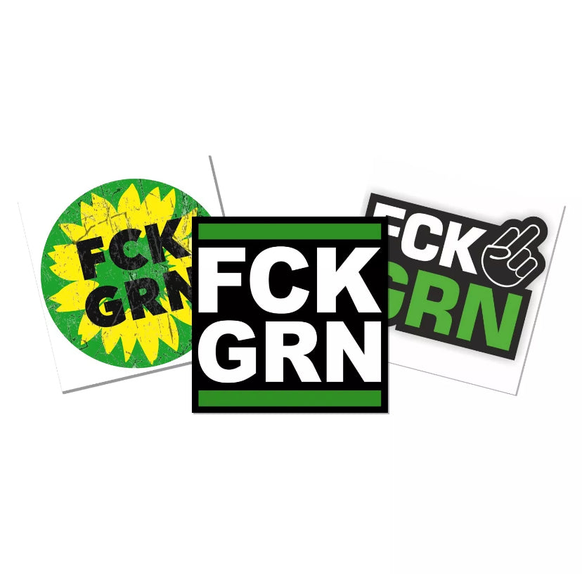 'FCK GRN' stickers - mixed